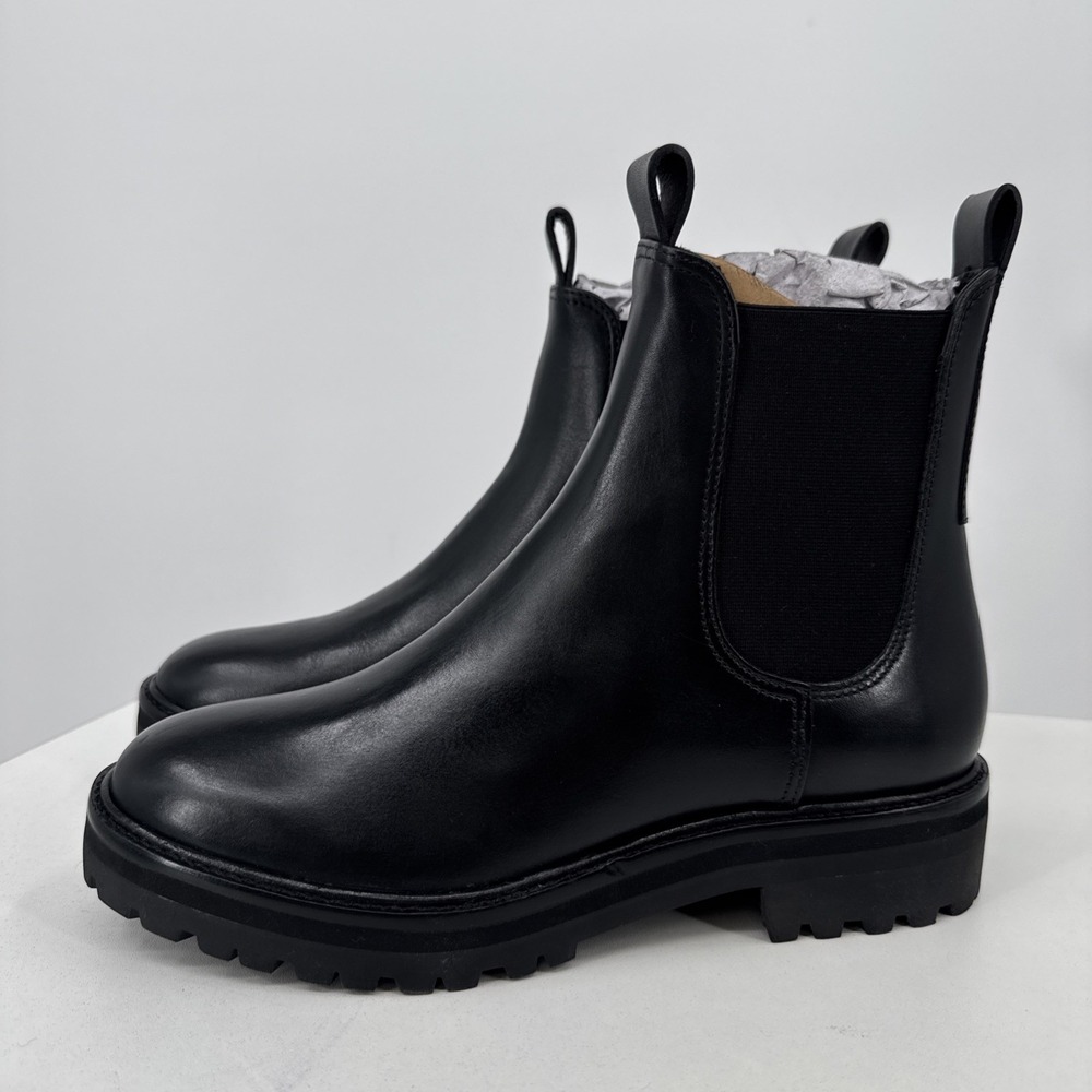 Everlane The Lug Chelsea Boot in Black sz 8 Women's Leather Ankle Chunky Sole
